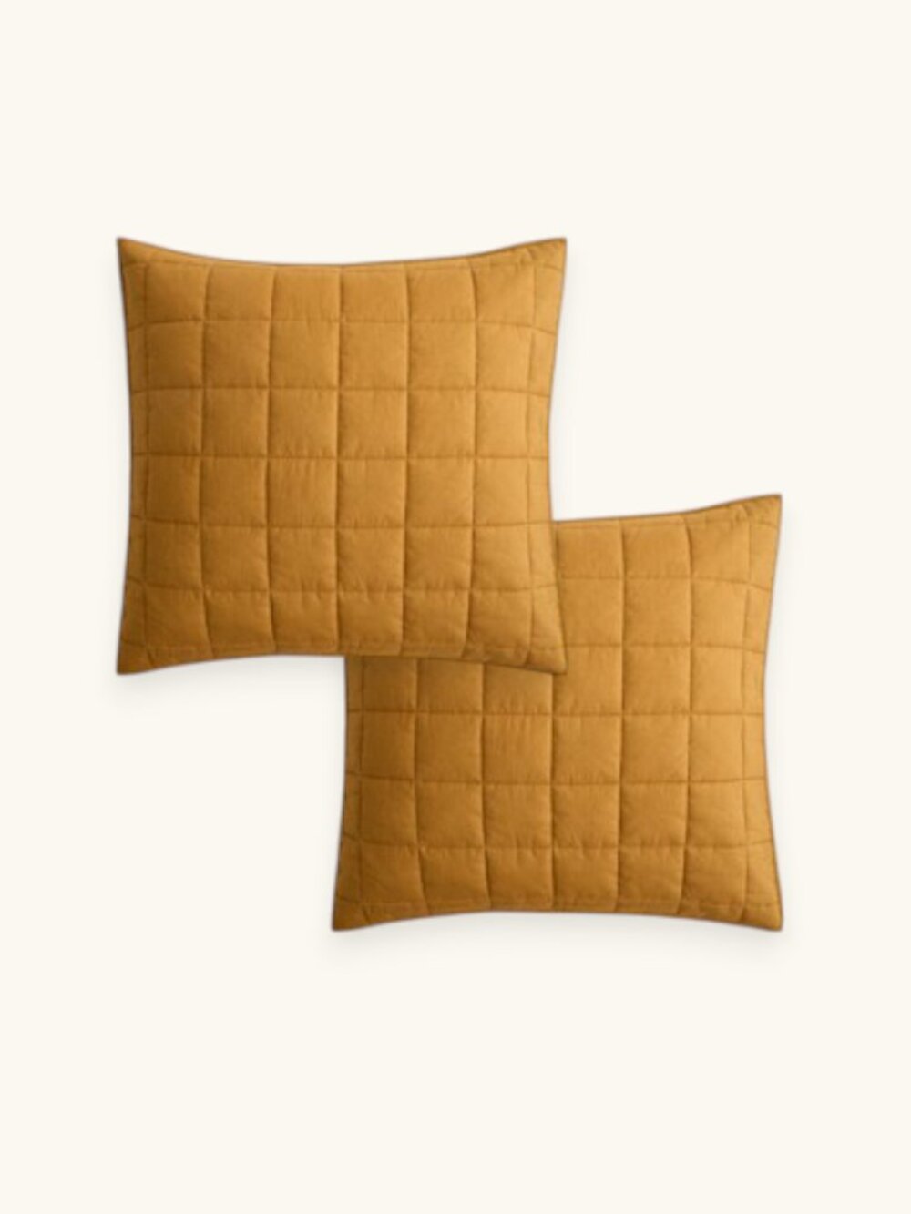 2 x Quince European Linen Box Quilted Euro Shams, Tobacco